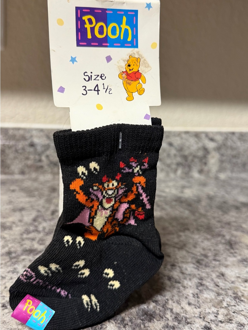 Disney Black Tigger Kids Socks with Orange and Purple Details